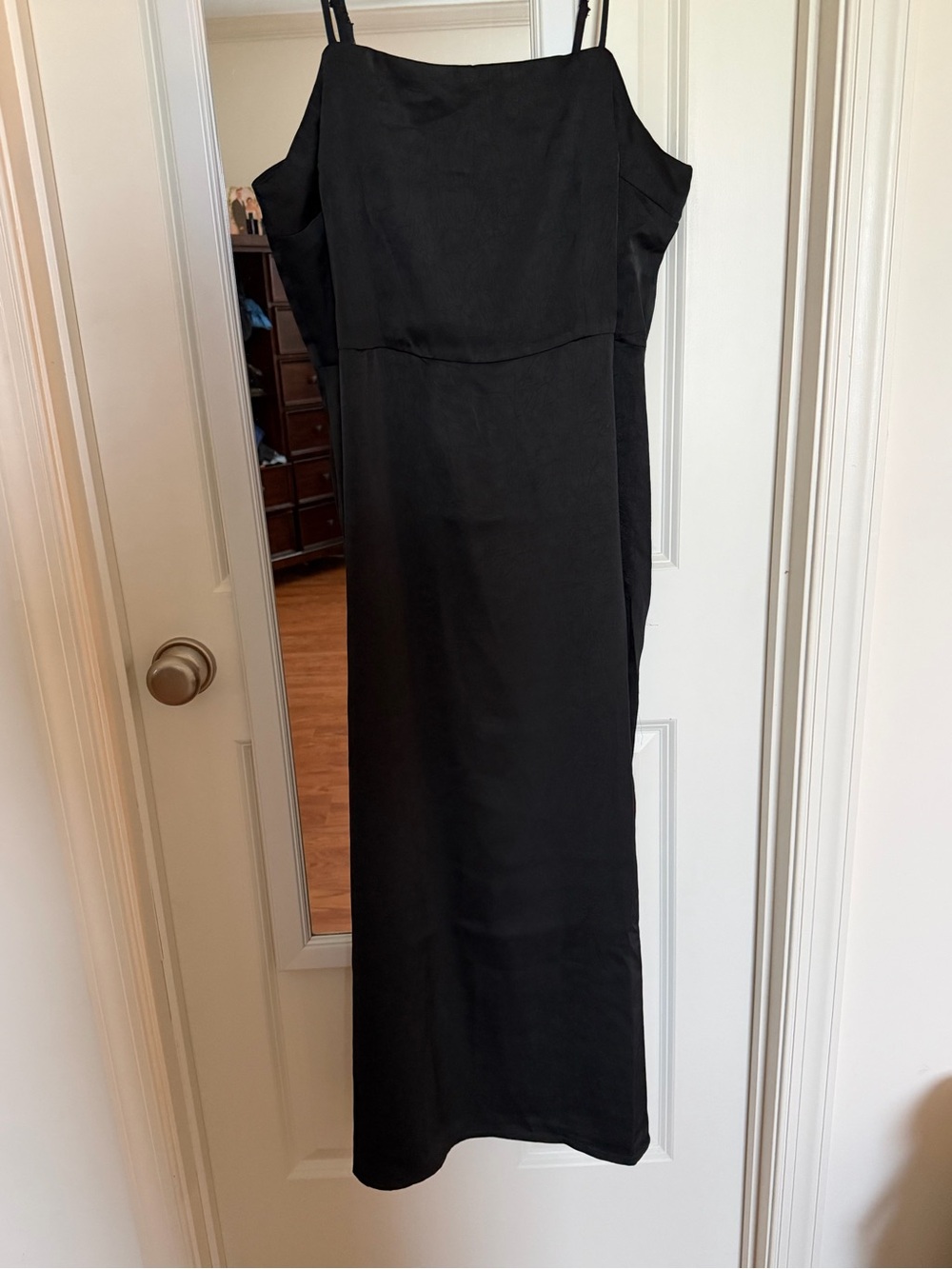 a new day Black Midi Slip Dress with Spaghetti Straps